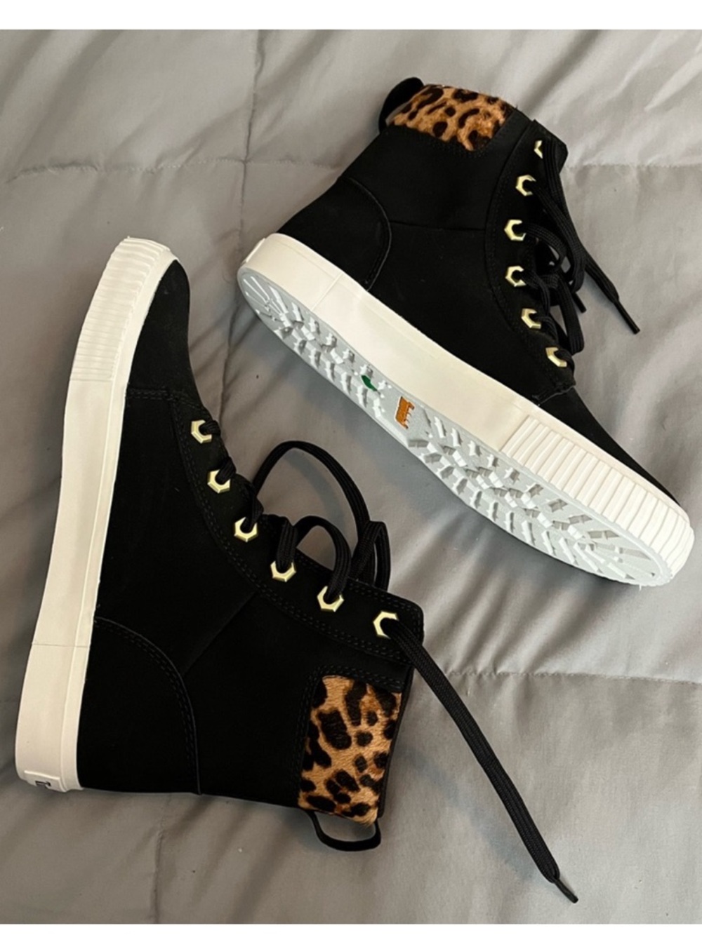Timberland Black High-Top Sneakers with Leopard Accent